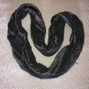 Grey knit/metallic infinity scarf